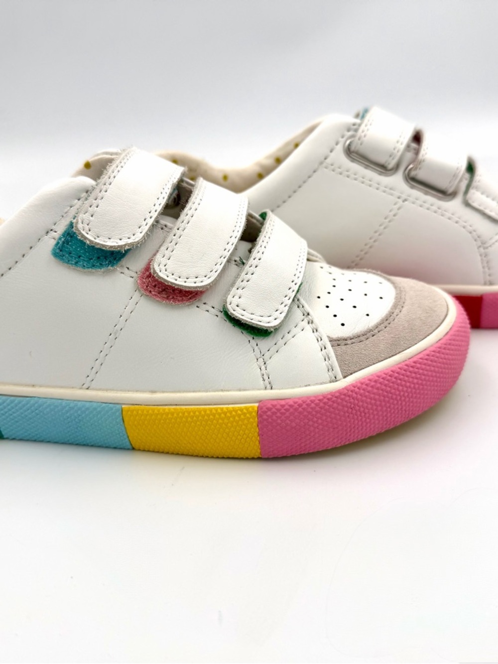 Mini Boden White Sneakers with Pink & Yellow Accents - Picture 2 of 6